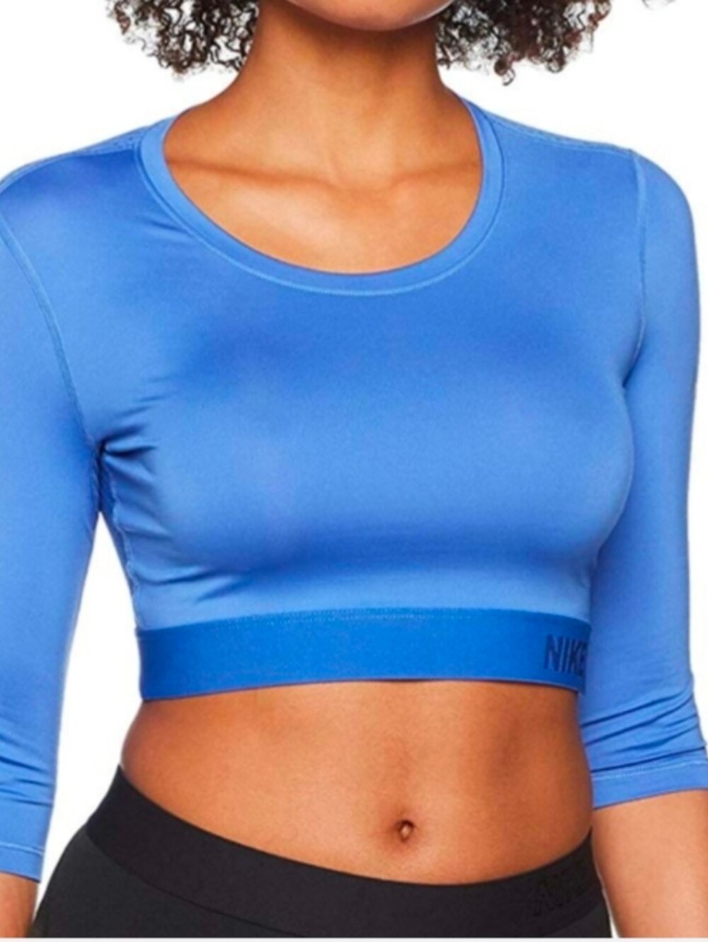 NIKE PRO HYPERCOOL Blue Mesh Crop Top Workout Shirt - Women Sz.M